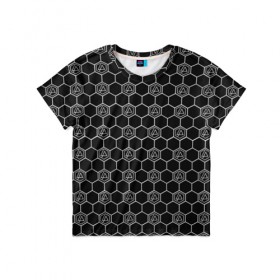 Детская футболка 3D с принтом LINKIN PARK PATTERN в Тюмени, 100% гипоаллергенный полиэфир | прямой крой, круглый вырез горловины, длина до линии бедер, чуть спущенное плечо, ткань немного тянется | Тематика изображения на принте: 