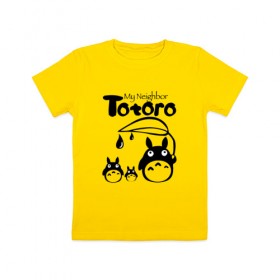 Детская футболка хлопок с принтом Мой сосед Тоторо в Тюмени, 100% хлопок | круглый вырез горловины, полуприлегающий силуэт, длина до линии бедер | anime | аниме | анимэ | герои | канта огаки | котобус | мой сосед тоторо | мультсериал | мультфильм | мэй кусакабэ | сацуки кусакабэ | сусуватари | тацуо кусакабэ | тоторо | ясуко кусакабэ