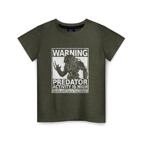 Детская футболка хлопок с принтом PREDATOR в Тюмени, 100% хлопок | круглый вырез горловины, полуприлегающий силуэт, длина до линии бедер | 90 е | alien | predator | алфи аллен | кино | оливия манн | пришельцы | фильмы | хищник | чужой | шейн блэк