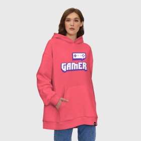 Худи SuperOversize хлопок с принтом Gamer (Twitch) в Тюмени, 70% хлопок, 30% полиэстер, мягкий начес внутри | карман-кенгуру, эластичная резинка на манжетах и по нижней кромке, двухслойный капюшон
 | game | gamer | twitch | игра | игрок | стрим | твич