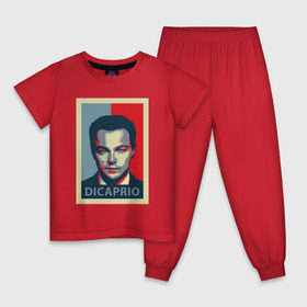 Детская пижама хлопок с принтом Леонардо Ди Капро поп-арт в Тюмени, 100% хлопок |  брюки и футболка прямого кроя, без карманов, на брюках мягкая резинка на поясе и по низу штанин
 | leonardo dicaprio | obama hope | леонардо ди каприо | минимализм | поп арт | сине красный
