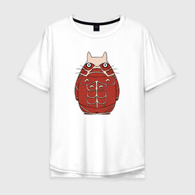 Мужская футболка хлопок Oversize с принтом Атака титанов в Тюмени, 100% хлопок | свободный крой, круглый ворот, “спинка” длиннее передней части | attack on titan | атака на титанов | колосс | титан | тоторо