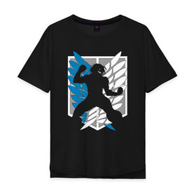 Мужская футболка хлопок Oversize с принтом ADVANCED LEGION в Тюмени, 100% хлопок | свободный крой, круглый ворот, “спинка” длиннее передней части | anime | attack on titan | аниме | атака титанов