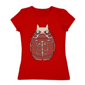 Женская футболка хлопок с принтом Attack on Totoro в Тюмени, 100% хлопок | прямой крой, круглый вырез горловины, длина до линии бедер, слегка спущенное плечо | anime | attack on titan | totoro | аниме | атака титанов | тоторо