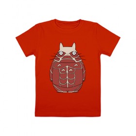 Детская футболка хлопок с принтом Attack on Totoro в Тюмени, 100% хлопок | круглый вырез горловины, полуприлегающий силуэт, длина до линии бедер | Тематика изображения на принте: anime | attack on titan | totoro | аниме | атака титанов | тоторо
