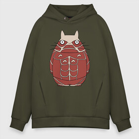 Мужское худи Oversize хлопок с принтом Attack on Totoro в Тюмени, френч-терри — 70% хлопок, 30% полиэстер. Мягкий теплый начес внутри —100% хлопок | боковые карманы, эластичные манжеты и нижняя кромка, капюшон на магнитной кнопке | anime | attack on titan | totoro | аниме | атака титанов | тоторо