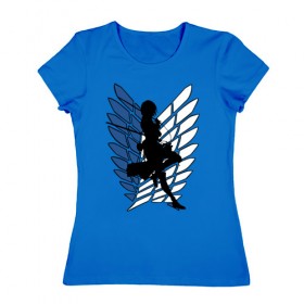 Женская футболка хлопок с принтом Mikasa в Тюмени, 100% хлопок | прямой крой, круглый вырез горловины, длина до линии бедер, слегка спущенное плечо | anime | attack on titan | аниме | атака титанов