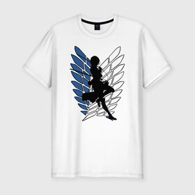 Мужская футболка премиум с принтом Mikasa в Тюмени, 92% хлопок, 8% лайкра | приталенный силуэт, круглый вырез ворота, длина до линии бедра, короткий рукав | anime | attack on titan | аниме | атака титанов