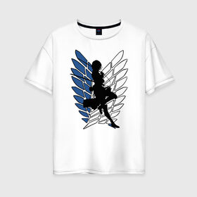 Женская футболка хлопок Oversize с принтом Mikasa в Тюмени, 100% хлопок | свободный крой, круглый ворот, спущенный рукав, длина до линии бедер
 | anime | attack on titan | аниме | атака титанов