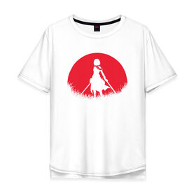 Мужская футболка хлопок Oversize с принтом Red Moon Surveyor в Тюмени, 100% хлопок | свободный крой, круглый ворот, “спинка” длиннее передней части | Тематика изображения на принте: anime | attack on titan | аниме | атака титанов