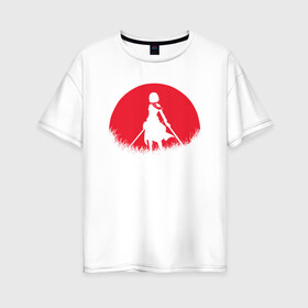 Женская футболка хлопок Oversize с принтом Red Moon Surveyor в Тюмени, 100% хлопок | свободный крой, круглый ворот, спущенный рукав, длина до линии бедер
 | Тематика изображения на принте: anime | attack on titan | аниме | атака титанов