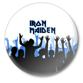 Значок с принтом IRON MAIDEN в Тюмени,  металл | круглая форма, металлическая застежка в виде булавки | 