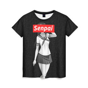 Женская футболка 3D с принтом СЕНПАЙ - SENPAI в Тюмени, 100% полиэфир ( синтетическое хлопкоподобное полотно) | прямой крой, круглый вырез горловины, длина до линии бедер | ahegao | anime | kawai | kowai | otaku | senpai | sugoi | waifu | weeaboo | yandere | аниме | ахегао | вайфу | виабу | каваи | ковай | культура | отаку | сенпай | сугои | тренд | яндере