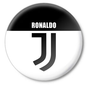 Значок с принтом Ronaldo Juventus в Тюмени,  металл | круглая форма, металлическая застежка в виде булавки | cr7 | cristiano ronaldo | football | juventus | криштиану роналду | роналдо | роналду | ювентус