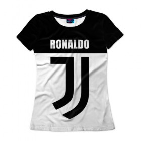 Женская футболка 3D с принтом Ronaldo Juventus в Тюмени, 100% полиэфир ( синтетическое хлопкоподобное полотно) | прямой крой, круглый вырез горловины, длина до линии бедер | cr7 | cristiano ronaldo | football | juventus | криштиану роналду | роналдо | роналду | ювентус