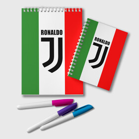 Блокнот с принтом Ronaldo Juventus Italy в Тюмени, 100% бумага | 48 листов, плотность листов — 60 г/м2, плотность картонной обложки — 250 г/м2. Листы скреплены удобной пружинной спиралью. Цвет линий — светло-серый
 | Тематика изображения на принте: cr7 | cristiano ronaldo | football | juventus | криштиану роналду | роналдо | роналду | футбол | ювентус