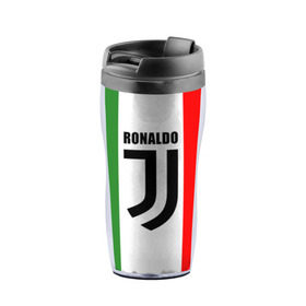 Термокружка-непроливайка с принтом Ronaldo Juventus Italy в Тюмени, внутренняя часть — пищевой пластик, наружная часть — прозрачный пластик, между ними — полиграфическая вставка с рисунком | объем — 350 мл, герметичная крышка | cr7 | cristiano ronaldo | football | juventus | криштиану роналду | роналдо | роналду | футбол | ювентус