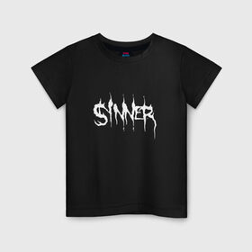 Детская футболка хлопок с принтом Sinner в Тюмени, 100% хлопок | круглый вырез горловины, полуприлегающий силуэт, длина до линии бедер | Тематика изображения на принте: 