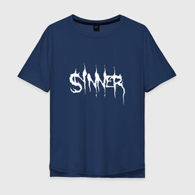 Мужская футболка хлопок Oversize с принтом Sinner в Тюмени, 100% хлопок | свободный крой, круглый ворот, “спинка” длиннее передней части | 