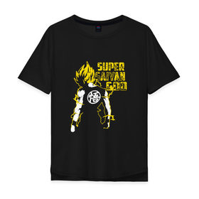 Мужская футболка хлопок Oversize с принтом SUPER SAIYAN GOD в Тюмени, 100% хлопок | свободный крой, круглый ворот, “спинка” длиннее передней части | Тематика изображения на принте: anime | goku | sugoi | super dragon ball | аниме | гоку