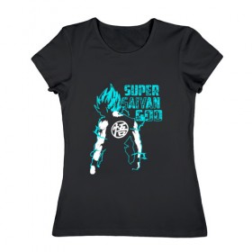 Женская футболка хлопок с принтом SUPER SAIYAN GOD в Тюмени, 100% хлопок | прямой крой, круглый вырез горловины, длина до линии бедер, слегка спущенное плечо | anime | goku | sugoi | super dragon ball | аниме | гоку