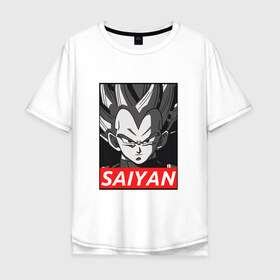 Мужская футболка хлопок Oversize с принтом SUPER SAIYAN в Тюмени, 100% хлопок | свободный крой, круглый ворот, “спинка” длиннее передней части | Тематика изображения на принте: anime | goku | kamehameha | super dragon ball | гоку | камехамеха