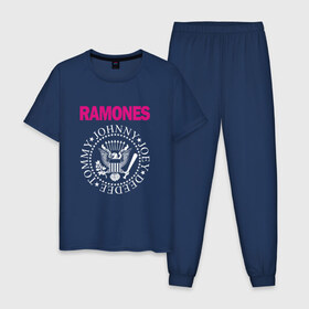 Мужская пижама хлопок с принтом ramones в Тюмени, 100% хлопок | брюки и футболка прямого кроя, без карманов, на брюках мягкая резинка на поясе и по низу штанин
 | misfits | punk | ramones | панк | рок