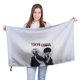 Флаг 3D с принтом Токийский гуль в Тюмени, 100% полиэстер | плотность ткани — 95 г/м2, размер — 67 х 109 см. Принт наносится с одной стороны | ghoul | tokyo | гуль | токийский