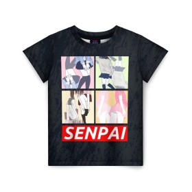 Детская футболка 3D с принтом СЕНПАЙ - SENPAI в Тюмени, 100% гипоаллергенный полиэфир | прямой крой, круглый вырез горловины, длина до линии бедер, чуть спущенное плечо, ткань немного тянется | ahegao | anime | kawai | kowai | oppai | otaku | senpai | sugoi | waifu | weeaboo | yandere | аниме | ахегао | вайфу | виабу | каваи | ковай | культура | отаку | сенпай | сугои | тренд | яндере