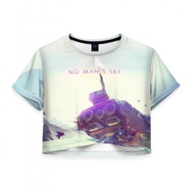 Женская футболка 3D укороченная с принтом No Man’s Sky - Becron 5 в Тюмени, 100% полиэстер | круглая горловина, длина футболки до линии талии, рукава с отворотами | 