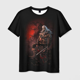 Мужская футболка 3D с принтом The Witcher в Тюмени, 100% полиэфир | прямой крой, круглый вырез горловины, длина до линии бедер | witcher | ведьмак | геральт