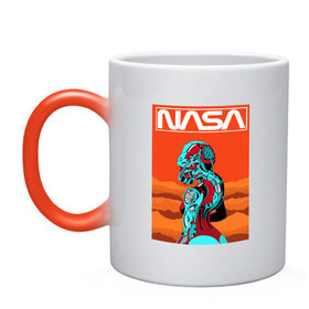 Кружка хамелеон с принтом NASA в Тюмени, керамика | меняет цвет при нагревании, емкость 330 мл | nasa | киберпанк | космос | марс