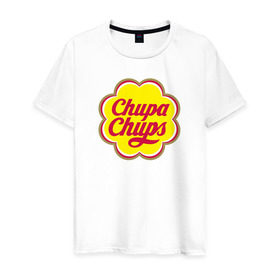 Мужская футболка хлопок с принтом Chupa-Chups в Тюмени, 100% хлопок | прямой крой, круглый вырез горловины, длина до линии бедер, слегка спущенное плечо. | Тематика изображения на принте: chupa | chupa chups