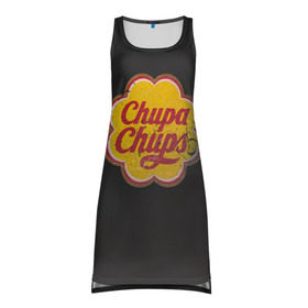 Платье-майка 3D с принтом Chupa-Chups retro в Тюмени, 100% полиэстер | полуприлегающий силуэт, широкие бретели, круглый вырез горловины, удлиненный подол сзади. | chupa | chupa chups