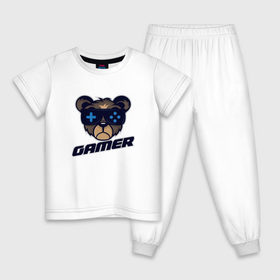 Детская пижама хлопок с принтом Медведь Игрок в Тюмени, 100% хлопок |  брюки и футболка прямого кроя, без карманов, на брюках мягкая резинка на поясе и по низу штанин
 | 