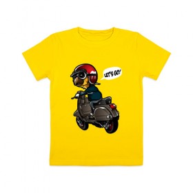 Детская футболка хлопок с принтом Мотоциклист в Тюмени, 100% хлопок | круглый вырез горловины, полуприлегающий силуэт, длина до линии бедер | 