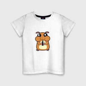 Детская футболка хлопок с принтом Хомячок в Тюмени, 100% хлопок | круглый вырез горловины, полуприлегающий силуэт, длина до линии бедер | арт | животные | милые | хомяк | хомячок | щекастик