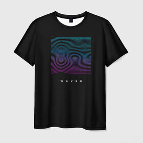 Мужская футболка 3D с принтом Волны vaporwave в Тюмени, 100% полиэфир | прямой крой, круглый вырез горловины, длина до линии бедер | retro wave | vapor wave | волны | музыка
