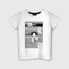 Детская футболка хлопок с принтом манга в Тюмени, 100% хлопок | круглый вырез горловины, полуприлегающий силуэт, длина до линии бедер | Тематика изображения на принте: анме | катана . меч | комикс | манга | ножны | самурай | япония