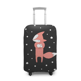 Чехол для чемодана 3D с принтом Лисичка и Снежки в Тюмени, 86% полиэфир, 14% спандекс | двустороннее нанесение принта, прорези для ручек и колес | fox | зима | лис | лиса | лисы | снег | снежок