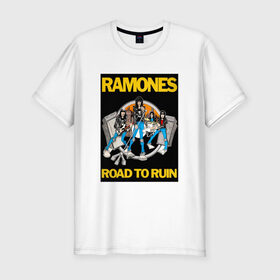 Мужская футболка премиум с принтом ramones в Тюмени, 92% хлопок, 8% лайкра | приталенный силуэт, круглый вырез ворота, длина до линии бедра, короткий рукав | Тематика изображения на принте: punk | ramones | rock