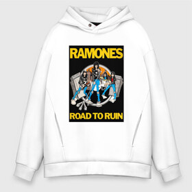 Мужское худи Oversize хлопок с принтом ramones в Тюмени, френч-терри — 70% хлопок, 30% полиэстер. Мягкий теплый начес внутри —100% хлопок | боковые карманы, эластичные манжеты и нижняя кромка, капюшон на магнитной кнопке | punk | ramones | rock