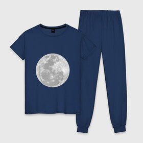 Женская пижама хлопок с принтом Луна в Тюмени, 100% хлопок | брюки и футболка прямого кроя, без карманов, на брюках мягкая резинка на поясе и по низу штанин | moon | космос | луна | небесное тело | спутник