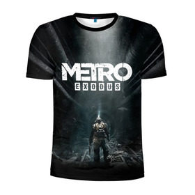 Мужская футболка 3D спортивная с принтом METRO EXODUS в Тюмени, 100% полиэстер с улучшенными характеристиками | приталенный силуэт, круглая горловина, широкие плечи, сужается к линии бедра | exodus | horror | metro exodus | survival | игры | исход | метро | метро 2035