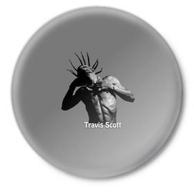 Значок с принтом Travis Scott - 001 в Тюмени,  металл | круглая форма, металлическая застежка в виде булавки | astroworld | hip hop | hiphop | rap | scott | travis | travis scott | travisscott | wish you were here | рэп | хип хоп | хипхоп