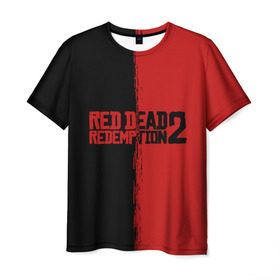 Мужская футболка 3D с принтом RED DEAD REDEMPTION 2 в Тюмени, 100% полиэфир | прямой крой, круглый вырез горловины, длина до линии бедер | Тематика изображения на принте: rdr | rdr2 | red dead redemption 2 | rockstar | дикий запад | ковбои
