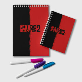 Блокнот с принтом RED DEAD REDEMPTION 2 в Тюмени, 100% бумага | 48 листов, плотность листов — 60 г/м2, плотность картонной обложки — 250 г/м2. Листы скреплены удобной пружинной спиралью. Цвет линий — светло-серый
 | rdr | rdr2 | red dead redemption 2 | rockstar | дикий запад | ковбои
