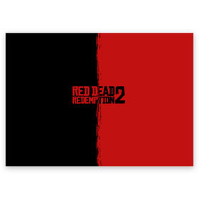 Поздравительная открытка с принтом RED DEAD REDEMPTION 2 в Тюмени, 100% бумага | плотность бумаги 280 г/м2, матовая, на обратной стороне линовка и место для марки
 | Тематика изображения на принте: rdr | rdr2 | red dead redemption 2 | rockstar | дикий запад | ковбои