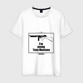 Мужская футболка хлопок с принтом Антонио Тони Монтана в Тюмени, 100% хлопок | прямой крой, круглый вырез горловины, длина до линии бедер, слегка спущенное плечо. | Тематика изображения на принте: 
