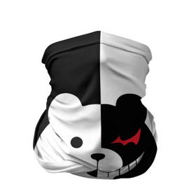 Бандана-труба 3D с принтом MONOKUMA в Тюмени, 100% полиэстер, ткань с особыми свойствами — Activecool | плотность 150‒180 г/м2; хорошо тянется, но сохраняет форму | Тематика изображения на принте: anime | bear | black  white | minomi | monokuma | pink | rabbit | school | аниме | главарь | миноми | монокума | черно белый | школа